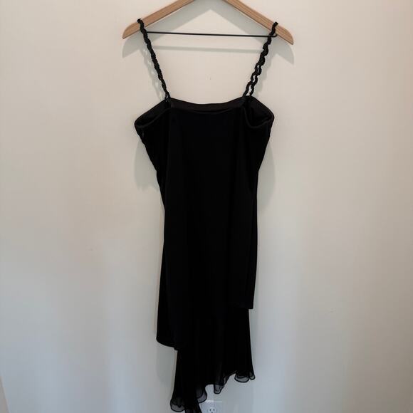 Jessica McClintock Dress Size 14 Black Rhinestones Sequins Asymmetrical - Picture 10 of 16